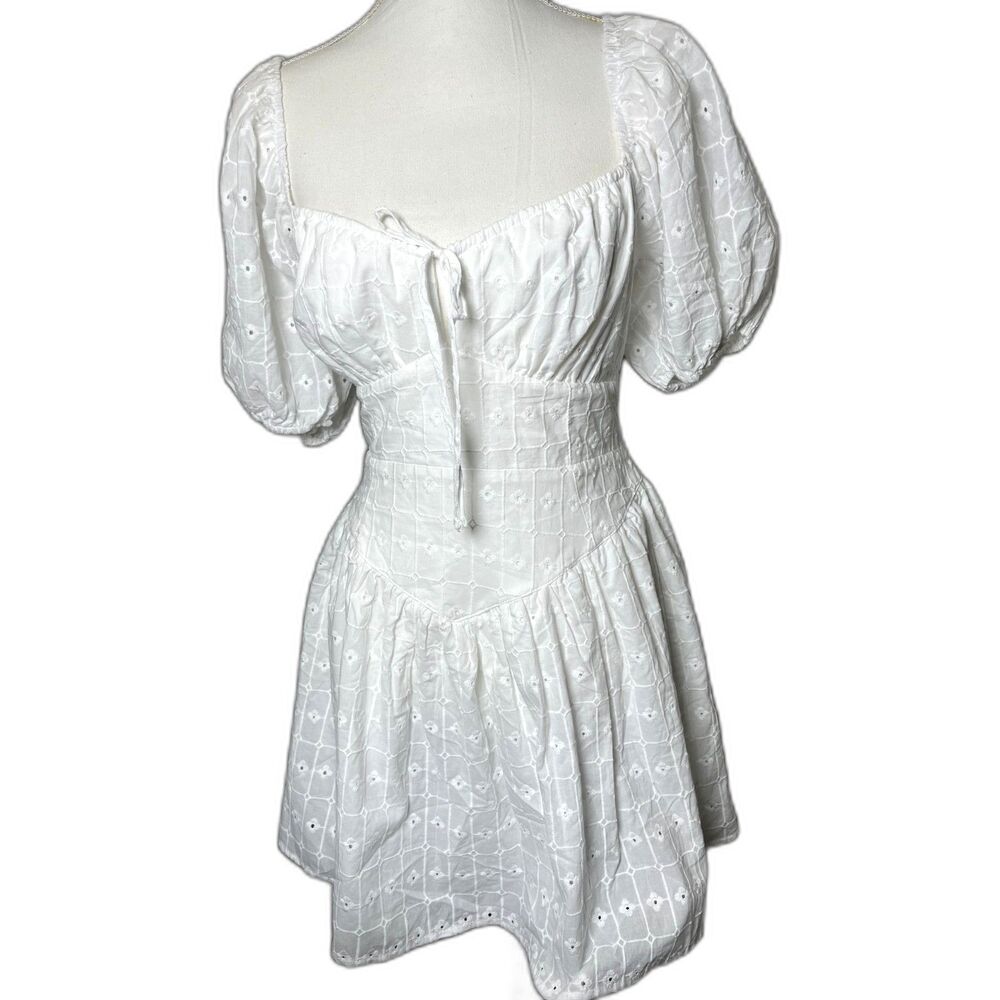 Altar'd State White Drop Waist Sweetheart Mini Dress 100% Cotton NWOT Size XL - Picture 2 of 5